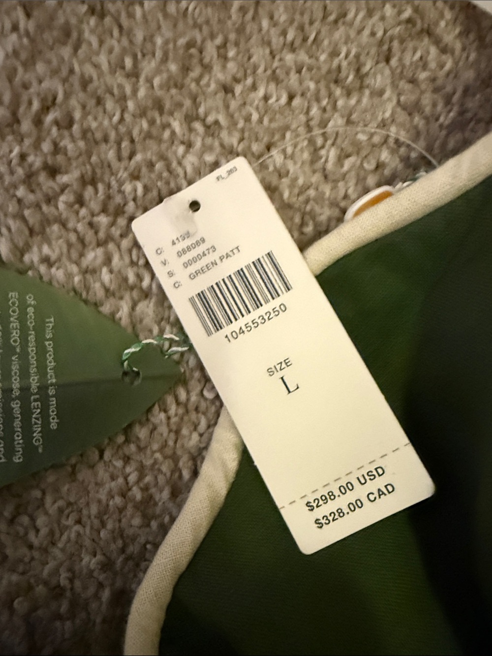 NWT, FARM Rio Anthropologie Green Wavy Linen Halter Mini Dress L originally $298 - Picture 6 of 9